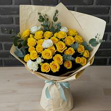 Букет цветов из:  Розы #REPLACE_PRED# Белая глина