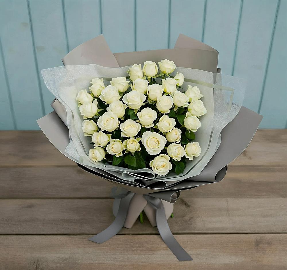 Букет Белоснежная нежность в Белая глина