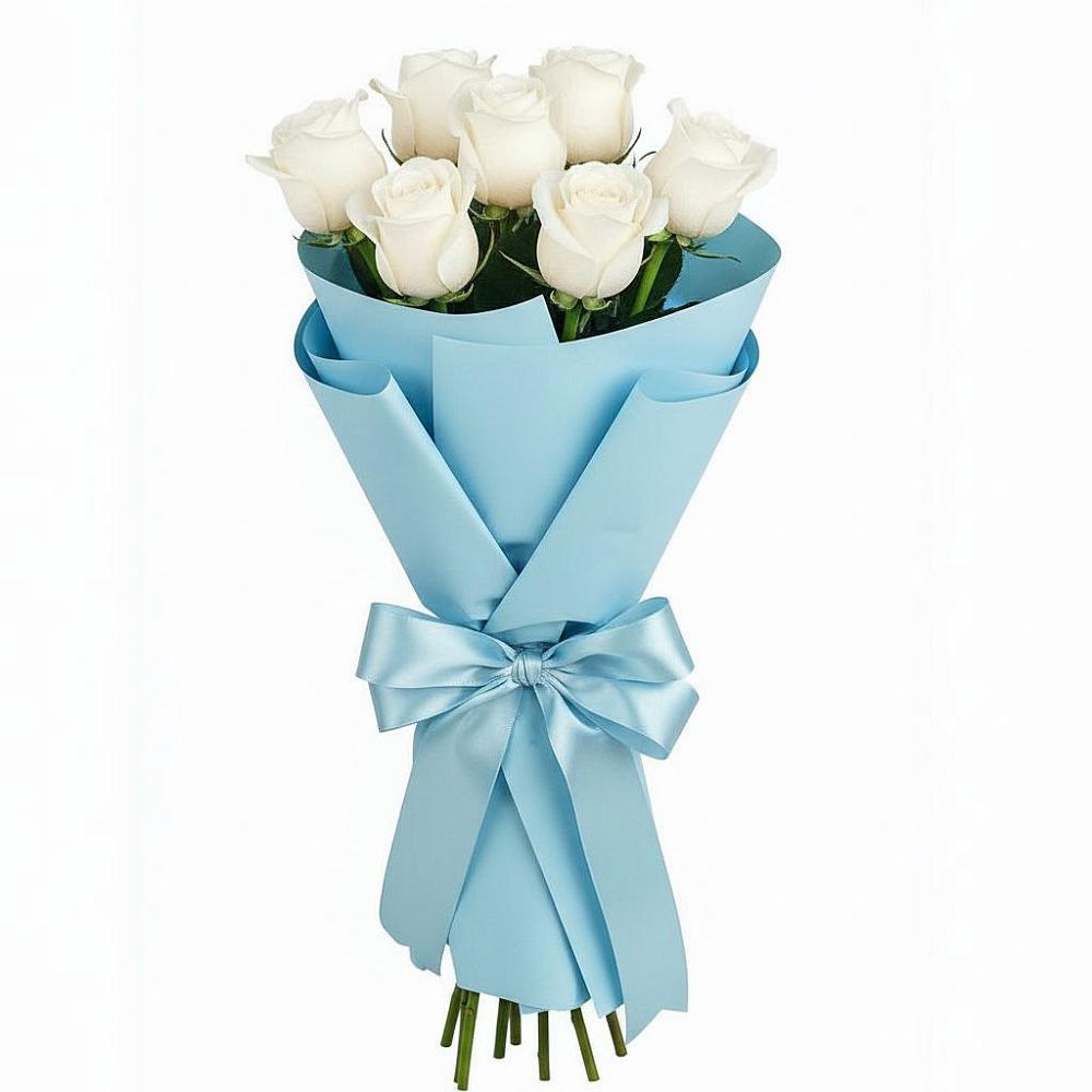 Букет 7 белых роз Проуд в Белая глина