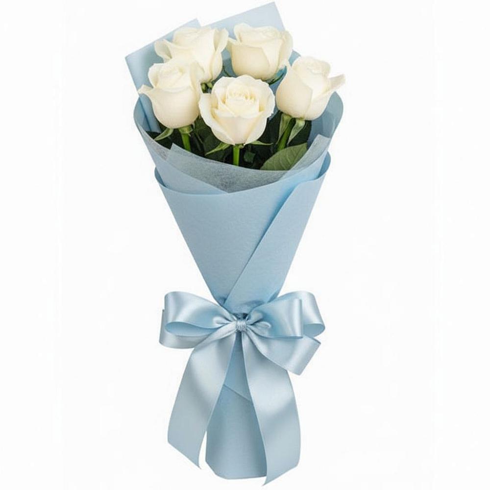 Букет 5 Белых роз Проуд в Белая глина