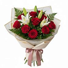 Букет цветов из:  Лилии и Розы в Белая глина