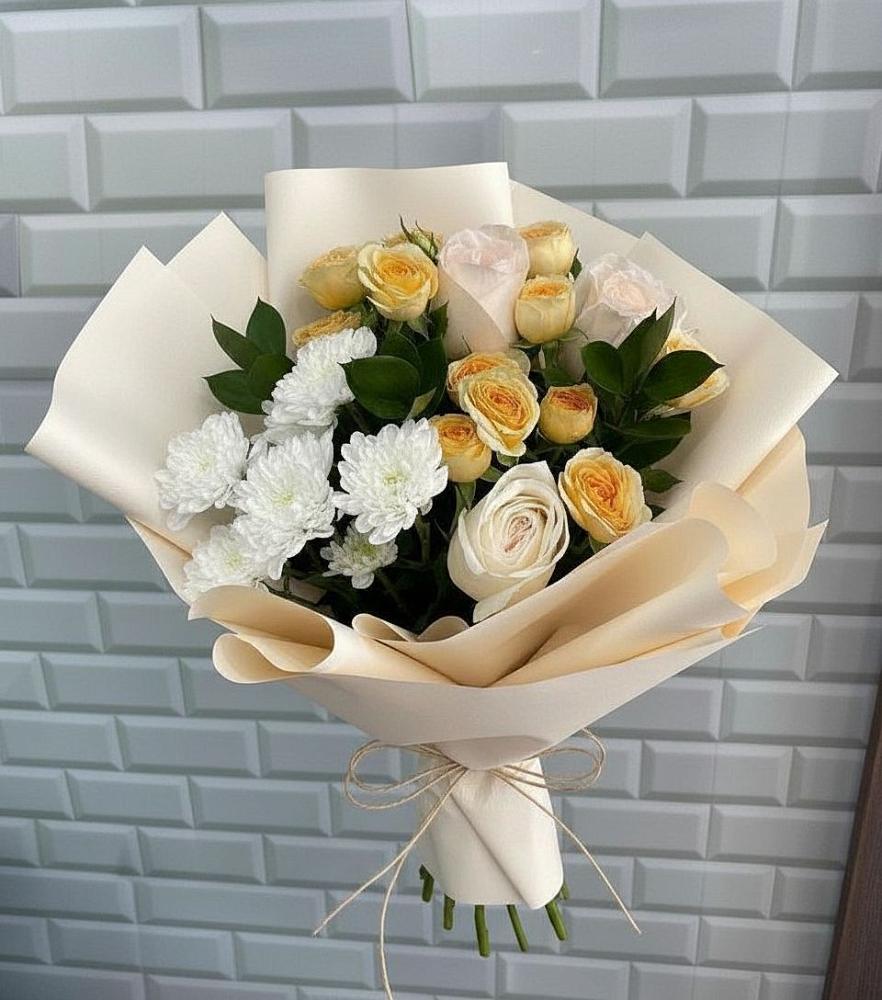 Букет цветов из: Розы и Хризантемы в Белая глина