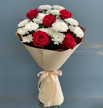 Букет цветов из:  Розы и Хризантемы в Белая глина