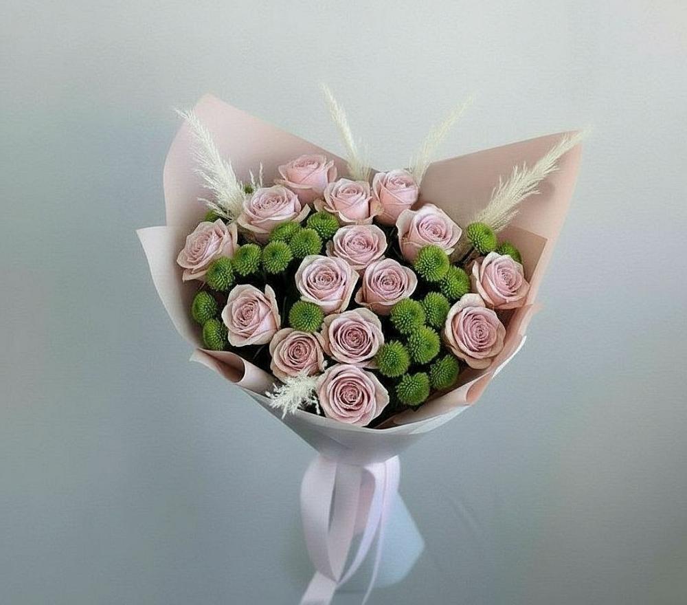 Букет цветов из: Розы и Хризантемы в Белая глина