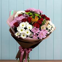 Букет цветов из:  Розы, Хризантемы и Альстромерии в Белая глина