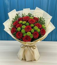 Букет цветов из:  Розы и Хризантемы в Белая глина