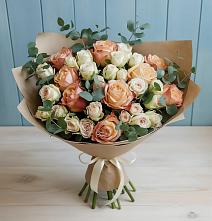 Букет цветов из:  Альстромерии и Розы в Белая глина
